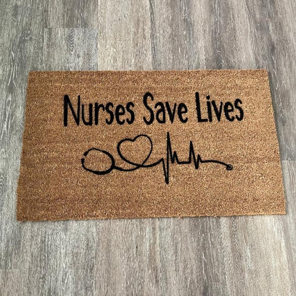 Nurses Save Lives decorative coir doormat